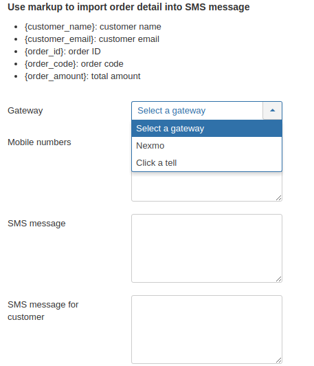 EasyShop config SMS